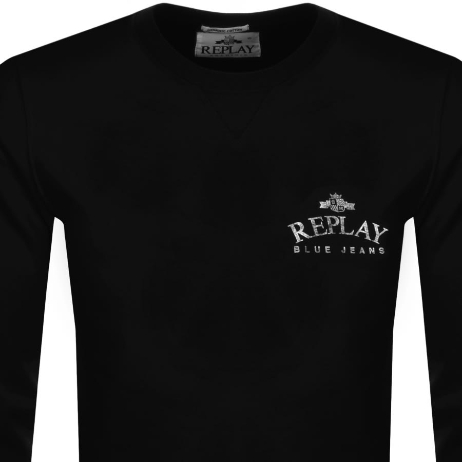 Alternative Image for ProductReplay Crew Neck Logo Sweatshirt Black2